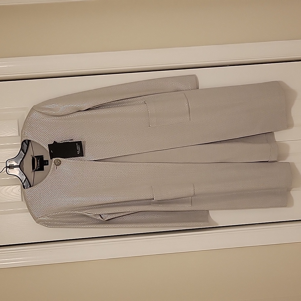 NWT St. John Couture Platinum Melange Dress Coat